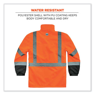 ergodyne® GloWear 8384 Class 3 Hi-Vis Quilted Thermal Parka, 4X-Large, Orange (EGO25578)