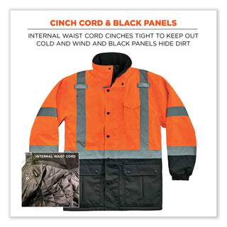 ergodyne® GloWear 8384 Class 3 Hi-Vis Quilted Thermal Parka, 4X-Large, Orange (EGO25578)