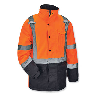 ergodyne® GloWear 8384 Class 3 Hi-Vis Quilted Thermal Parka, 4X-Large, Orange (EGO25578)