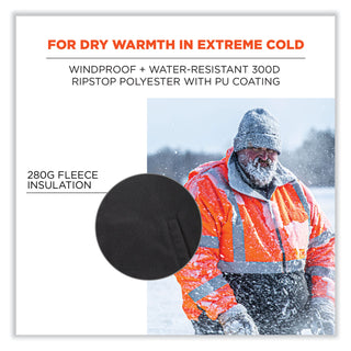 ergodyne® GloWear 8381 Class 3 Hi-Vis 4-in-1 Quilted Bomber Jacket, Orange, 3X-Large (EGO25587)