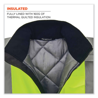 ergodyne® GloWear 8377 Class 3 Hi-Vis Quilted Bomber Jacket, Lime, Small (EGO25622)