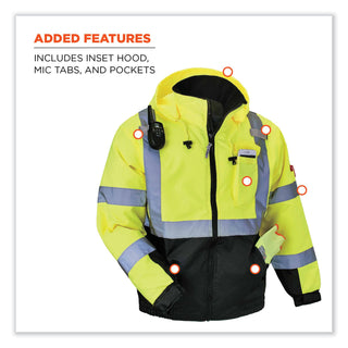 ergodyne® GloWear 8377 Class 3 Hi-Vis Quilted Bomber Jacket, Lime, Small (EGO25622)