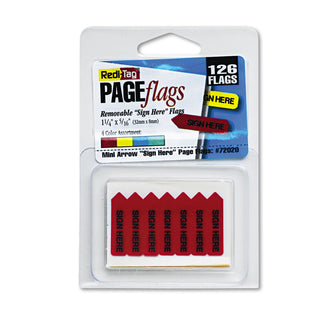 Redi-Tag® Mini Arrow Page Flags, "Sign Here", Blue/Mint/Red/Yellow, 126 Flags/Pack (RTG72020)
