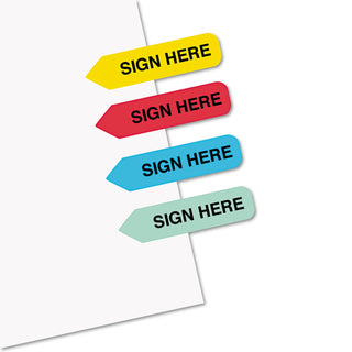 Redi-Tag® Mini Arrow Page Flags, "Sign Here", Blue/Mint/Red/Yellow, 126 Flags/Pack (RTG72020)
