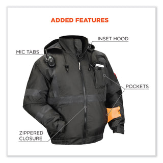 ergodyne® GloWear 8377EV Non-Certified Hi-Vis Quilted Bomber Jacket, Black, 2X-Large (EGO25646)
