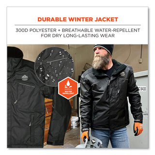 ergodyne® N-Ferno 6467 Winter Work Jacket with 300D Polyester Shell, Small, Black (EGO41122)