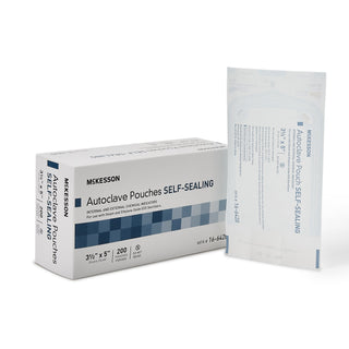 McKesson Sterilization Pouch Ethylene Oxide (EO) Gas / Steam 3-1/2 X 5 Inch Transparent Blue / White Self Seal Paper / Film (960942_BX)