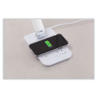 Safco® Vamp LED Wireless Charging Lamp, Multi-pivot Neck, 16.75" High, Silver (SAF1009SL)