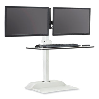 Safco® Soar Electric Desktop Sit/Stand Dual Monitor Arm, For 27" Monitors, White, Supports 10 lbs, Ships in 1-3 Business Days (SAF2193WH)