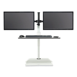 Safco® Soar Electric Desktop Sit/Stand Dual Monitor Arm, For 27" Monitors, White, Supports 10 lbs, Ships in 1-3 Business Days (SAF2193WH)