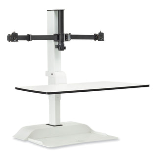 Safco® Soar Electric Desktop Sit/Stand Dual Monitor Arm, For 27" Monitors, White, Supports 10 lbs, Ships in 1-3 Business Days (SAF2193WH)