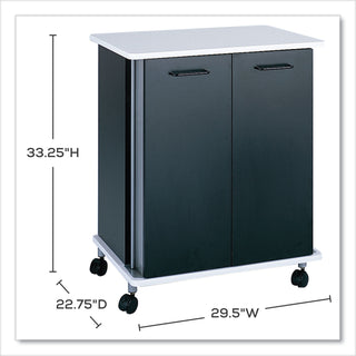 Safco® Refreshment Stand, Engineered Wood, 9 Shelves, 29.5" x 22.75" x 33.25", Black/White, Ships in 1-3 Business Days (SAF8963BL)