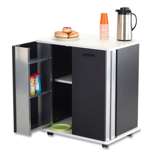 Safco® Refreshment Stand, Engineered Wood, 9 Shelves, 29.5" x 22.75" x 33.25", Black/White, Ships in 1-3 Business Days (SAF8963BL)