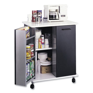 Safco® Refreshment Stand, Engineered Wood, 9 Shelves, 29.5" x 22.75" x 33.25", Black/White, Ships in 1-3 Business Days (SAF8963BL)