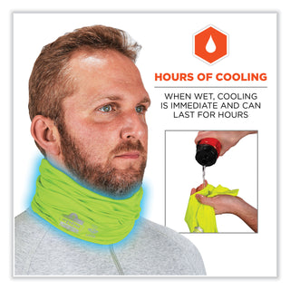 ergodyne® Chill-Its 6489 2-Layer Cooling Performance Knit Multi-Band, Polyester/Spandex, S/M, HiVis Lime (EGO42144)