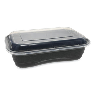 Pactiv Evergreen EarthChoice Versa2Go Microwaveable Containers, 8.4 x 5.6 x 2, 36 oz, 1-Compartment, Black/Clear, 150/Carton (PCTNV2GRT3688B)