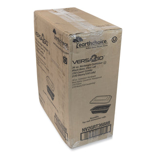 Pactiv Evergreen EarthChoice Versa2Go Microwaveable Containers, 8.4 x 5.6 x 2, 36 oz, 1-Compartment, Black/Clear, 150/Carton (PCTNV2GRT3688B)