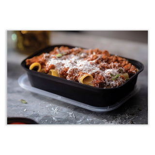 Pactiv Evergreen EarthChoice Versa2Go Microwaveable Containers, 8.4 x 5.6 x 2, 36 oz, 1-Compartment, Black/Clear, 150/Carton (PCTNV2GRT3688B)