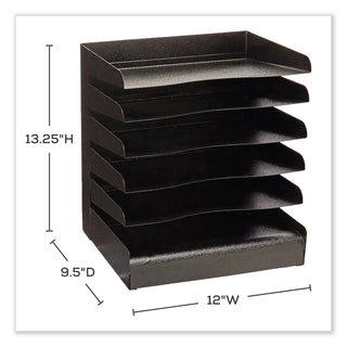 Safco® Steel Six-Shelf Desk Tray Sorter, 6 Sections, Letter Size Files, 12 x 9.5 x 13.5, Black, Ships in 1-3 Business Days (SAF3128BL)