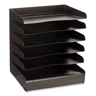 Safco® Steel Six-Shelf Desk Tray Sorter, 6 Sections, Letter Size Files, 12 x 9.5 x 13.5, Black, Ships in 1-3 Business Days (SAF3128BL)