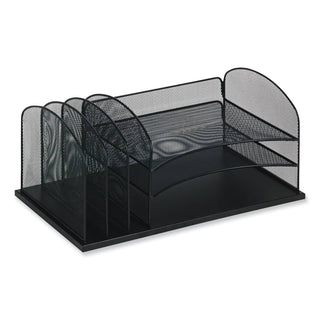 Safco® Onyx Desk Organizer w/Three Horizontal and Three Upright Sections,Letter Size,19.25x11.5x8.25,Blue,Ships in 1-3 Business Days (SAF3254BU)
