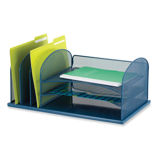 Safco® Onyx Desk Organizer w/Three Horizontal and Three Upright Sections,Letter Size,19.25x11.5x8.25,Blue,Ships in 1-3 Business Days (SAF3254BU)