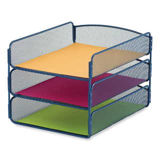 Safco® Onyx Triple Tray, 3 Sections, Letter Size Files, 9.25 x 11.75 x 8, Blue, Ships in 1-3 Business Days (SAF3271BU)