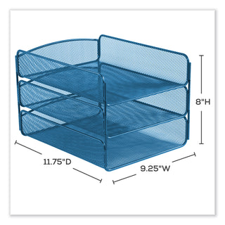 Safco® Onyx Triple Tray, 3 Sections, Letter Size Files, 9.25 x 11.75 x 8, Blue, Ships in 1-3 Business Days (SAF3271BU)