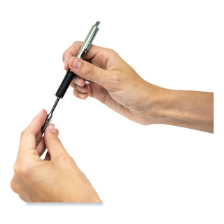 Zebra® F-402 Retractable Ballpoint Pen, 0.7mm, Black Ink, Stainless Steel/Black Barrel (ZEB29210)