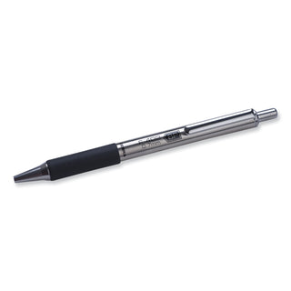 Zebra® F-402 Retractable Ballpoint Pen, 0.7mm, Black Ink, Stainless Steel/Black Barrel (ZEB29210)