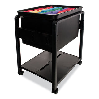 Advantus Folding Mobile File Cart, 14.5w x 18.5d x 21.75h, Clear/Black (AVT55758)