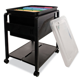 Advantus Folding Mobile File Cart, 14.5w x 18.5d x 21.75h, Clear/Black (AVT55758)