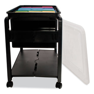Advantus Folding Mobile File Cart, 14.5w x 18.5d x 21.75h, Clear/Black (AVT55758)