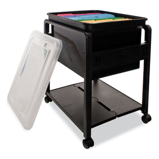 Advantus Folding Mobile File Cart, 14.5w x 18.5d x 21.75h, Clear/Black (AVT55758)