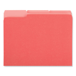 Universal® Deluxe Colored Top Tab File Folders, 1/3-Cut Tabs: Assorted, Letter Size, Red/Light Red, 100/Box (UNV10503)