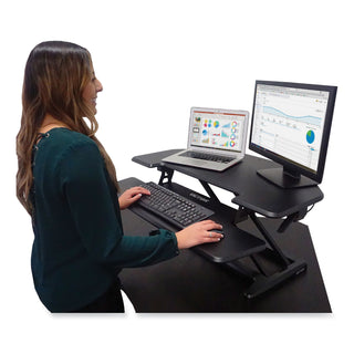Victor® Height Adjustable Corner Standing Desk with Keyboard Tray, 36 x 20 x 0 to 20, Black (VCTDCX650)