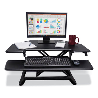 Victor® Height Adjustable Corner Standing Desk with Keyboard Tray, 36 x 20 x 0 to 20, Black (VCTDCX650)