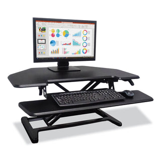 Victor® Height Adjustable Corner Standing Desk with Keyboard Tray, 36 x 20 x 0 to 20, Black (VCTDCX650)