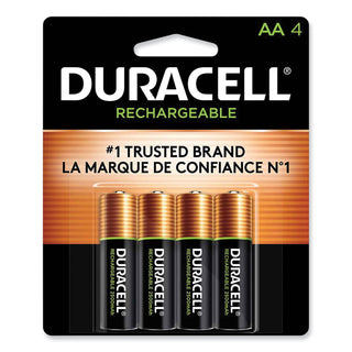 Duracell® Rechargeable StayCharged NiMH Batteries, AA, 4/Pack (DURNLAA4BCD)
