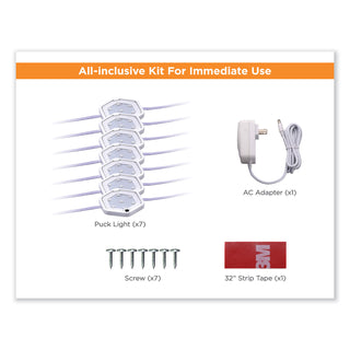 BLACK+DECKER LED Under Cabinet Puck Light Kit, 2.68w x 0.3h, White (BOSLEDUCPUCK7WK)