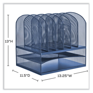 Safco® Onyx Desk Organizer w/Two Horizontal and Six Upright Sections, Letter Size, 13.25x11.5x13, Blue (SAF3255BU)