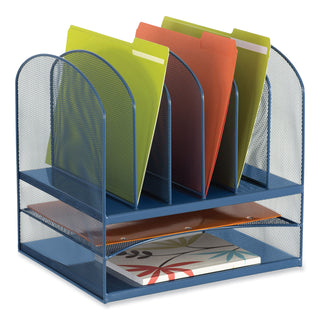Safco® Onyx Desk Organizer w/Two Horizontal and Six Upright Sections, Letter Size, 13.25x11.5x13, Blue (SAF3255BU)