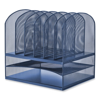 Safco® Onyx Desk Organizer w/Two Horizontal and Six Upright Sections, Letter Size, 13.25x11.5x13, Blue (SAF3255BU)