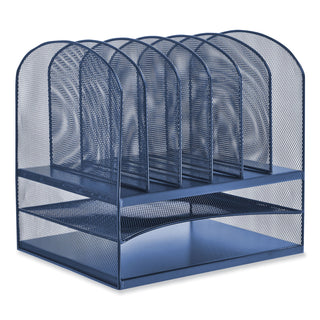 Safco® Onyx Desk Organizer w/Two Horizontal and Six Upright Sections, Letter Size, 13.25x11.5x13, Blue (SAF3255BU)