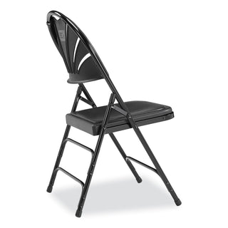 NPS® 1100 Series Fan-Back Tri-Brace Dual Hinge Folding Chair, Supports 500 lb, 17.75" Seat Ht, Black, 4/CT (NPS1110)