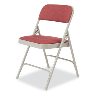 NPS® 2200 Series Fabric Dual-Hinge Premium Folding Chair, Supports 500lb, Cabernet Seat/Back,Gray Base,4/CT (NPS2208)