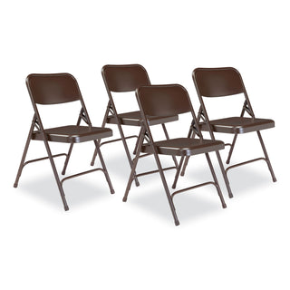 NPS® 200 Series Premium All-Steel Double Hinge Folding Chair, Supports 500 lb, 17.25" Seat Ht, Brown, 4/CT (NPS203)