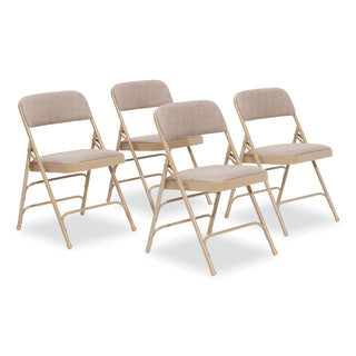 NPS® 2300 Series Fabric Triple Brace Double Hinge Premium Folding Chair, Supports 500 lb, Cafe Beige, 4/CT (NPS2301)