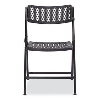 NPS® AirFlex Series Premium Poly Folding Chair, Supports 1000 lb, 17.25" Seat Ht, Black Seat/Back/Base, 4/CT (NPS1410)
