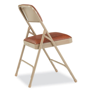 NPS® 1200 Series Vinyl Dual-Hinge Folding Chair, Supports 500 lb, Honey Brown Seat/Back, Beige Base, 4/CT (NPS1203)